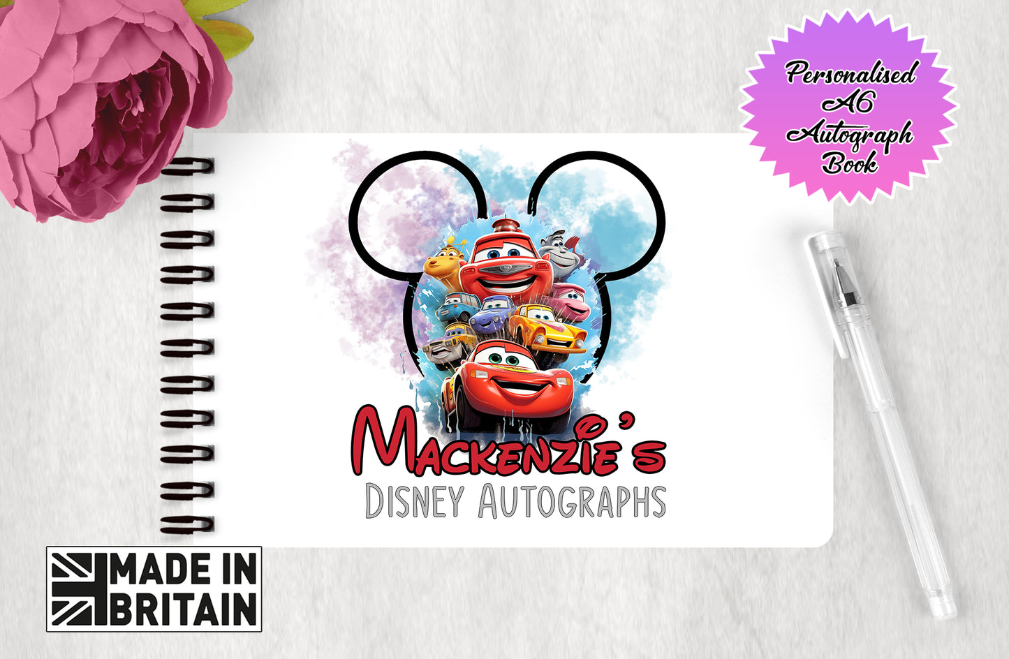 Personalised Disney Pixar Cars Autograph Book - Mickey Head Edition