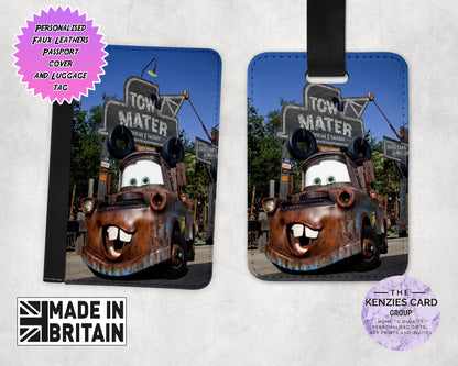 Personalised Dinsey Pixar Cars Passport Cover and Luggage Tag Sets - Mator Edition
