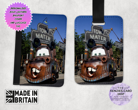 Personalised Dinsey Pixar Cars Passport Cover and Luggage Tag Sets - Mator Edition
