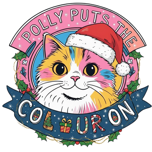 Polly Puts The Colour On UV DTF Decal - Christmas Logo Edition