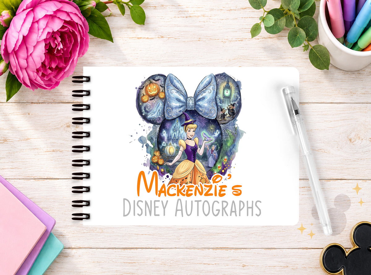 Personalised Disney Autograph Book -  Disney Princess Halloween Edition - Cinderella