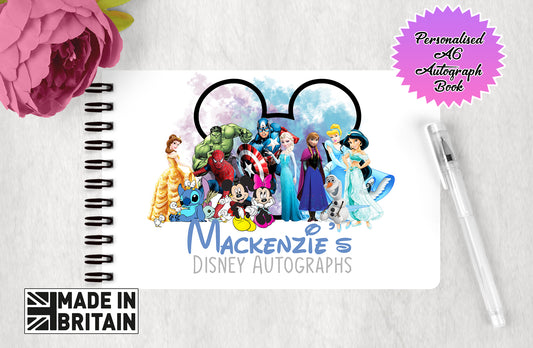 Personalised Disney Autograph Book -Disney and Marvel Characters Edition V2