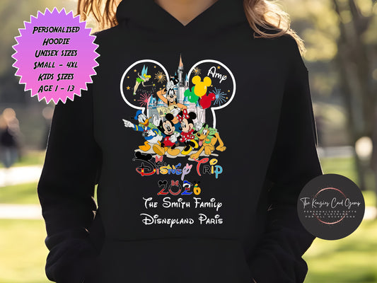 Personalised Disney Trip Hoodie - Disneyland Paris Fab Five Edition 2026