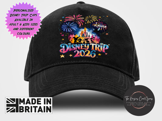 Personalised Disneyworld / Disneyland Paris Matching Family Caps - Disney Castle Edition 2026