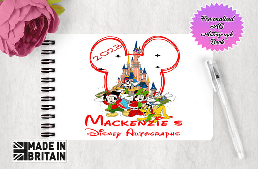Personalised Disney Autograph Book - Fab Five Disney Castle Christmas Edition