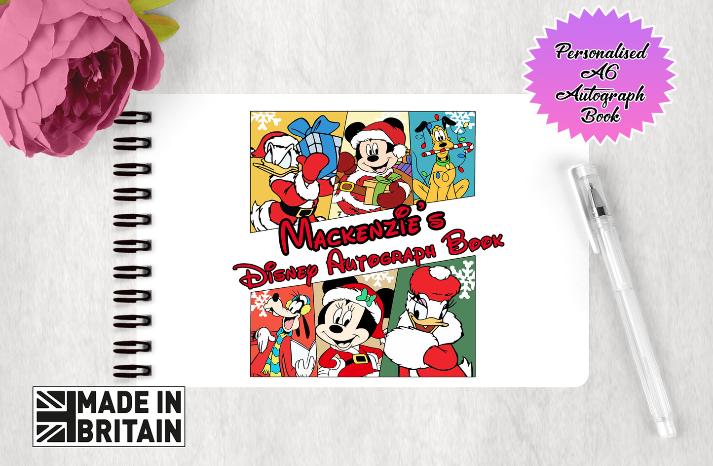 Personalised Disney Autograph Book - Christmas Disney Castle Edition