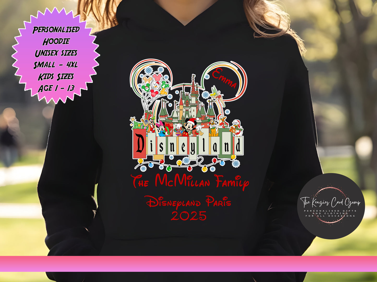Personalised Disney Christmas Time Disney Trip Hoodie - Disneyland Paris Edition