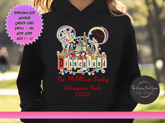 Personalised Disney Christmas Time Disney Trip Hoodie - Disneyland Paris Edition