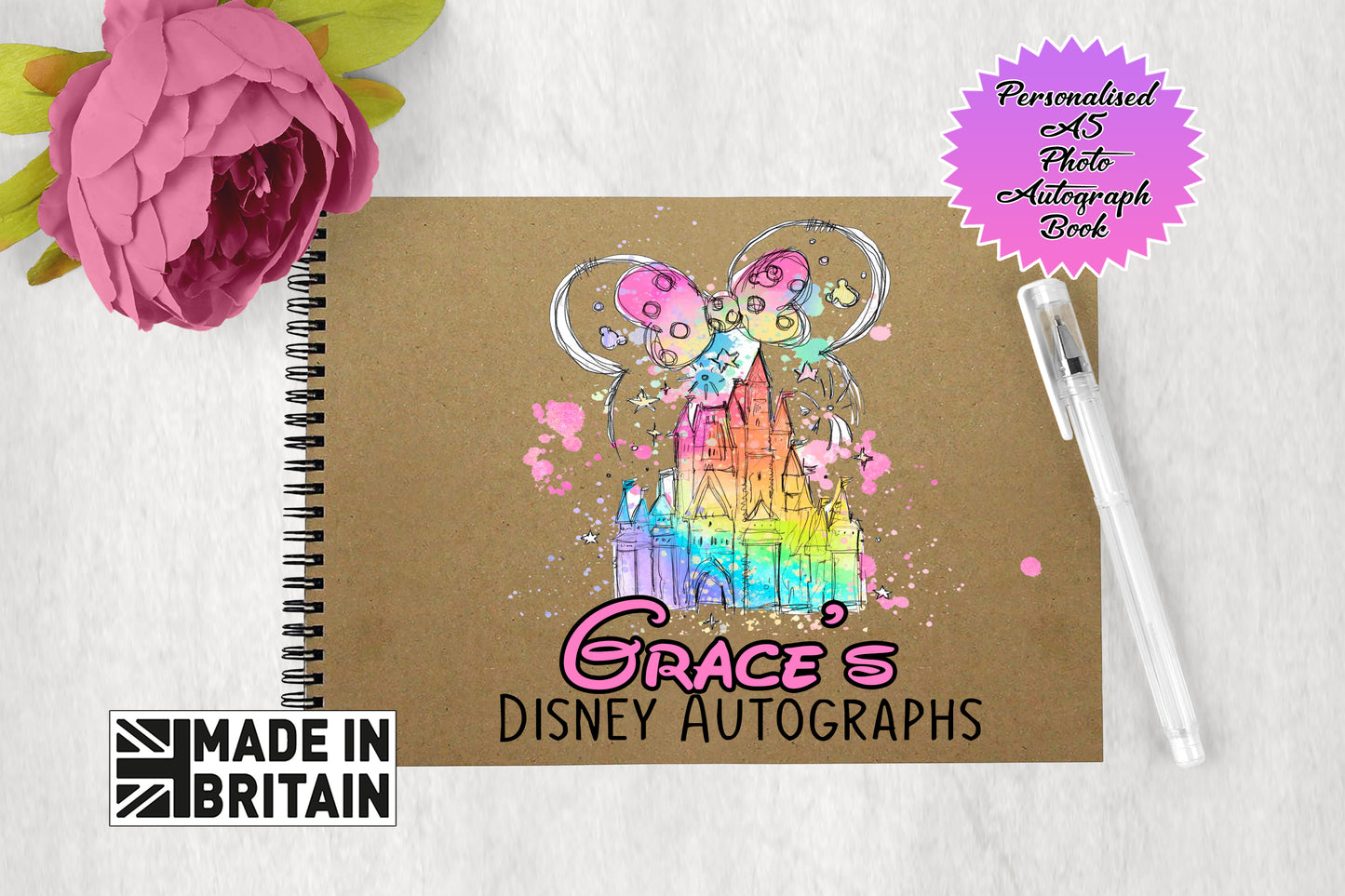 Personalised Disney Castle Photo Autograph Book - A5 Edition