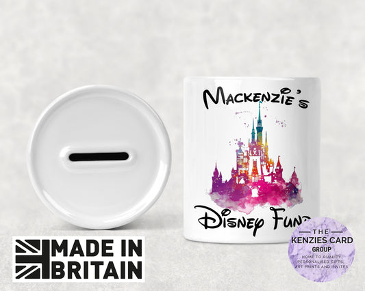 Personalised Magical Castle - Holiday Fund Money Box - Disney Inspiered Castle -