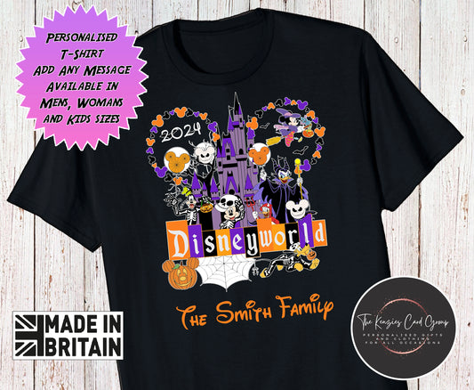 Personalised Mickey's Not So Scarry Halloween Matching Family Trip T-Shirts -2024