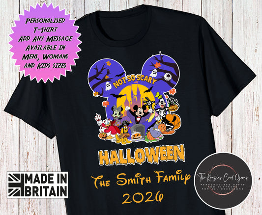 Personalised Mickey's Not So Scary Halloween Matching Family Trip T-Shirts