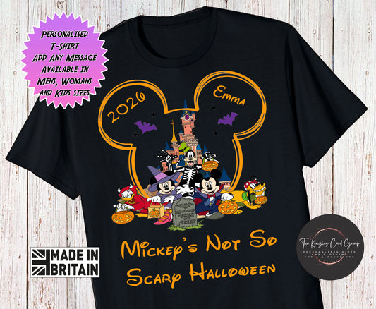 Personalised Mickey's Not So Scary Halloween Matching Family Disney Trip T-Shirts