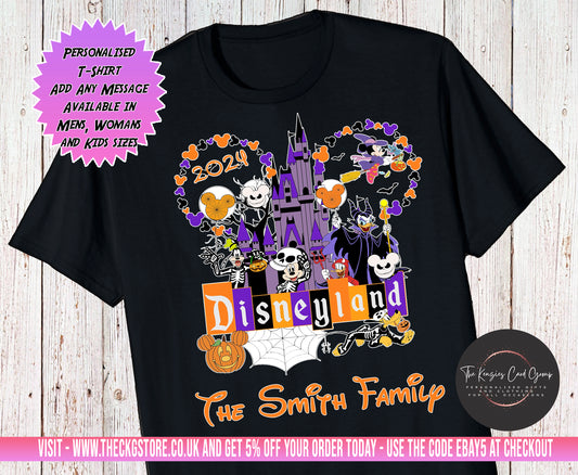 Personalised Disneyland Edition Mickey's Not So Scary Halloween Matching Family Trip T-Shirts 2024