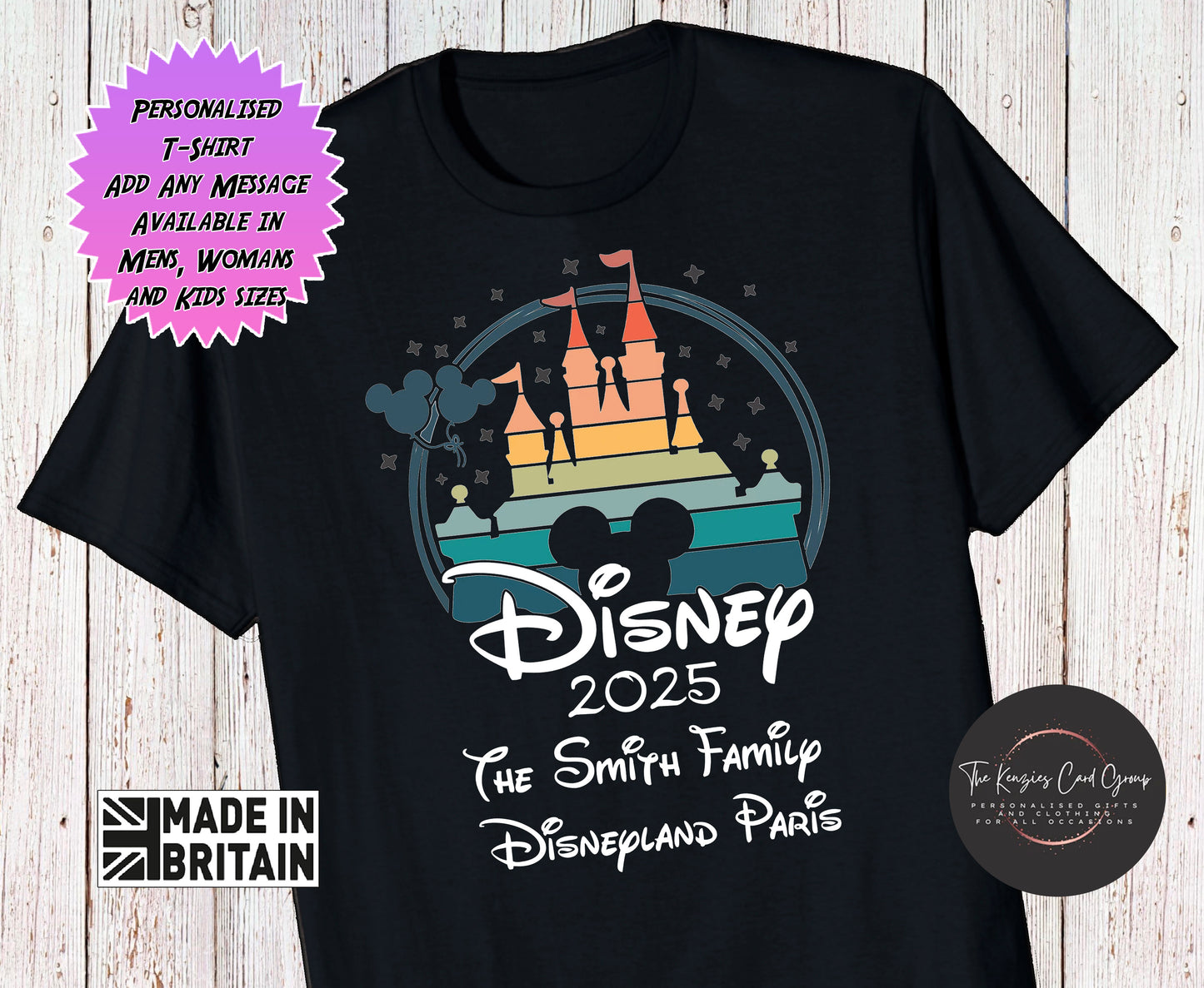 Personalised Disneyland Paris Disney World Reveal T-Shirts Matching Family Disney Trip 2025