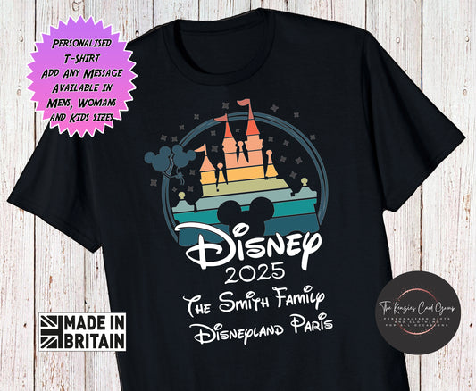 Personalised Disneyland Paris Disney World Reveal T-Shirts Matching Family Disney Trip 2025