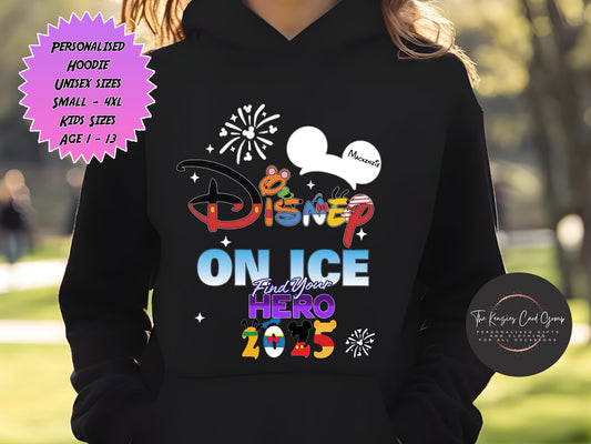 Personalised Disney On Ice UK Tour Matching Family Hoodie - Find Your Hero 2025 V2