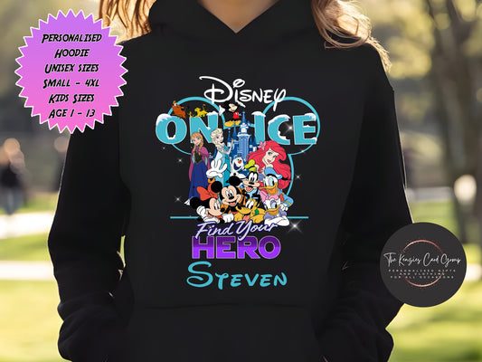Personalised Disney On Ice UK Tour Matching Family Hoodie - Find Your Hero 2025 V1