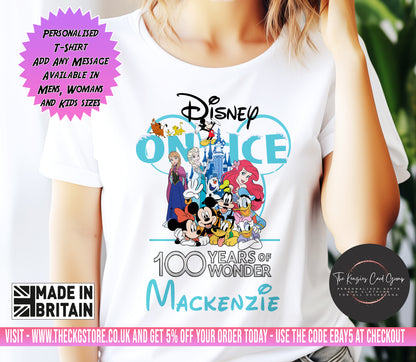 Personalised Disney On Ice UK Tour 100 Years Of Magic - Matching Family T Shirt - 2025 Edition 1