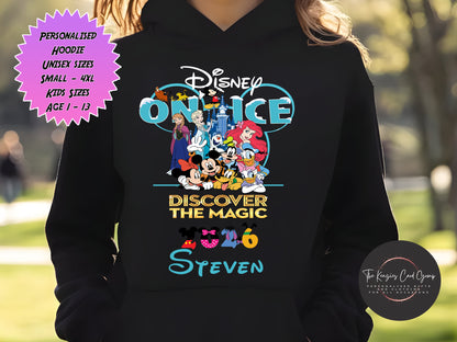 Personalised Disney On Ice Family Trip Hoodie - Discover The Magic 2026 Tour