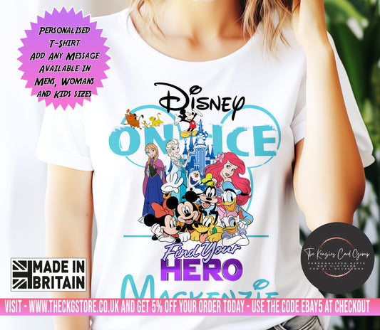 Personalised Disney On Ice UK Tour - Find Your Hero Tour 2025 / 2026 T Shirt
