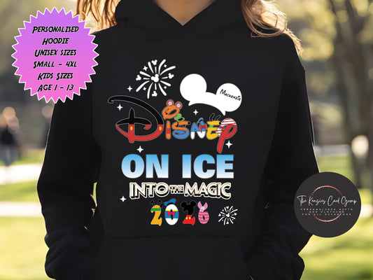 Personalised Disney On Ice UK Tour Matching Family Hoodie - Into The Magic 2026 V3