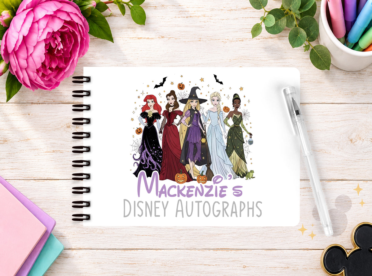 Personalised Disney Autograph Book -  Disney Princess Halloween Edition