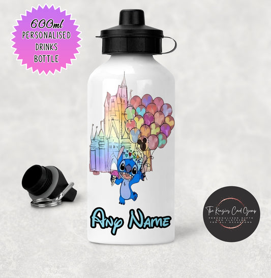 Personalised Disneys Lilo and Stitch 600ml Metal Water Bottle - Disney Castle Trip Edition