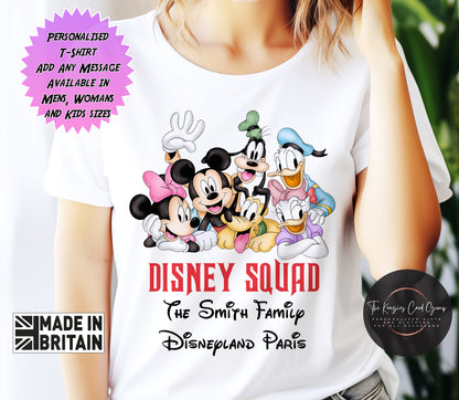 Personalised Disney Trip Matching Family Trip T Shirts - Disney Squad Fab Five Edition