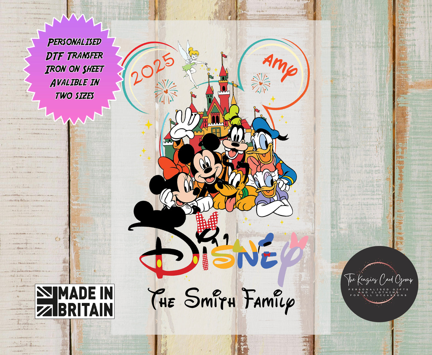 Personalised Disney Trip Matching Family T Shirts - DTF TRANSFER - Fab 5 Castle Edition