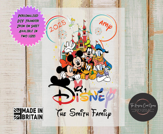 Personalised Disney Trip Matching Family T Shirts - DTF TRANSFER - Fab 5 Castle Edition