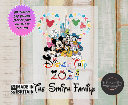 Personalised Disney Trip Matching Family T Shirts - DTF TRANSFER - Disney Parks Edition