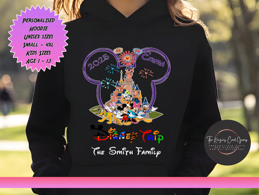 Personalised Disney Family Trip Hoodie - Fab Five Disney Castle Disney Trip Edition