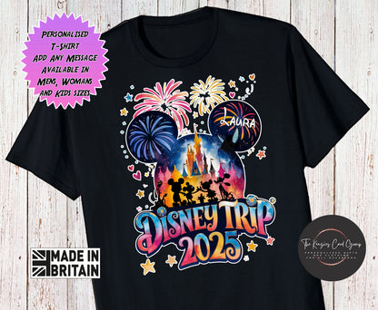 Personalised Disneyland Paris Disney World Matching Family T Shirt - Mickey Castle 2025 edition