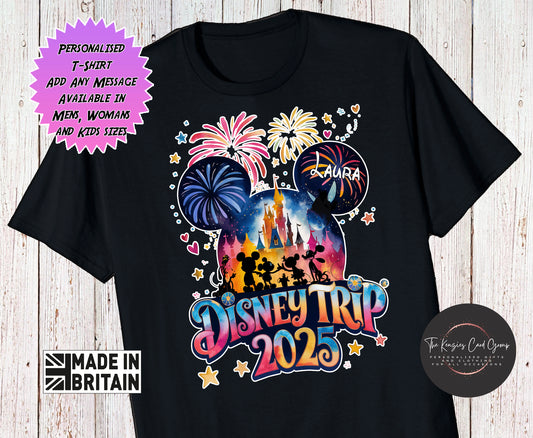 Personalised Disneyland Paris Disney World Matching Family T Shirt - Mickey Castle 2025 edition