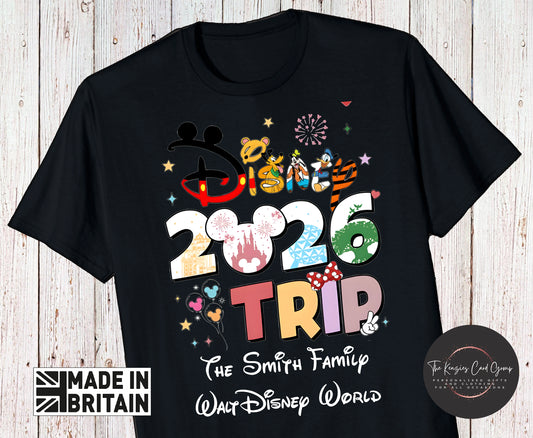 Personalised Disney Trip Matching Family Trip T Shirts - Disney Trip 2026 Disneyland Or Disneyworld Edition