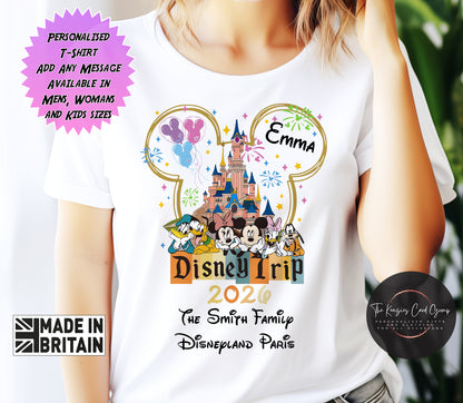 Personalised Disney Trip Matching Family Trip T Shirts - Disney Trip Fab Five Disneyland Paris Edition
