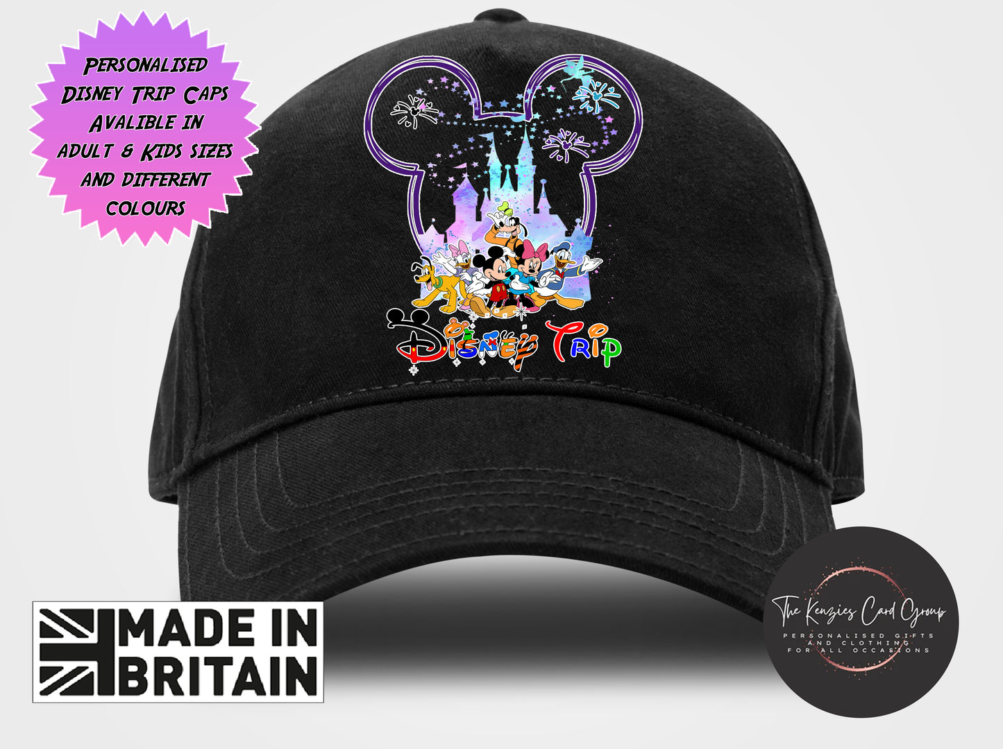 Personalised Disneyworld / Disneyland Paris Matching Family Caps - Disney Castle Edition