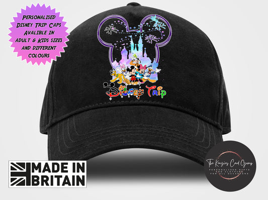 Personalised Disneyworld / Disneyland Paris Matching Family Caps - Disney Castle Edition