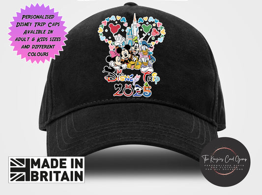 Personalised Disneyworld / Disneyland Paris Matching Family Caps - Disney Castle Fab Five Edition
