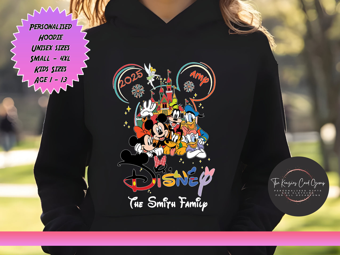 Personalised Disney Family Trip Hoodie - Fab Five 2025 Edition