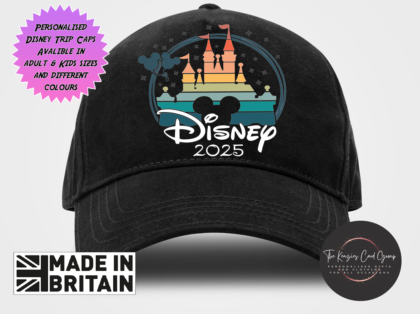 Personalised Disneyworld / Disneyland Paris Matching Family Caps - Disney Castle Edition