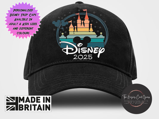 Personalised Disneyworld / Disneyland Paris Matching Family Caps - Disney Castle Edition
