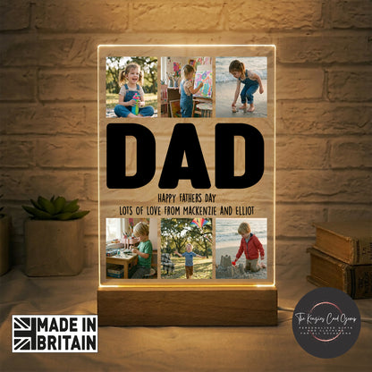 Personalised Dad Photo Plaque with LED Light | Custom Fathers Day Gift V