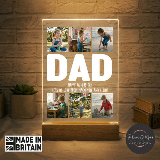 Personalised Dad Photo Plaque with LED Light | Custom Fathers Day Gift V2