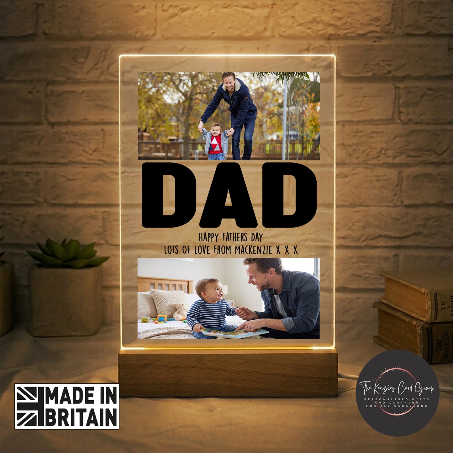 Personalised Dad Photo Plaque with LED Light | Custom Fathers Day Gift V3
