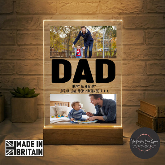 Personalised Dad Photo Plaque with LED Light | Custom Fathers Day Gift V3