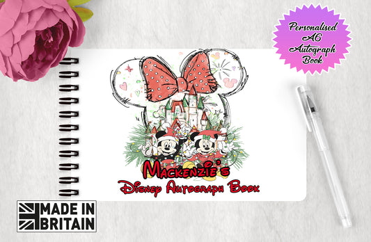 Personalised Disney Autograph Book - Christmas Disney Mickey and Minnie Edition
