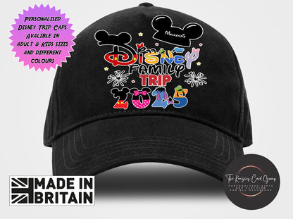 Personalised Disneyworld / Disneyland Paris Matching Family Caps - Disney Trip Mickey Hat Edution