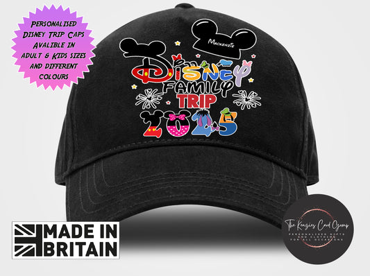 Personalised Disneyworld / Disneyland Paris Matching Family Caps - Disney Trip Mickey Hat Edution